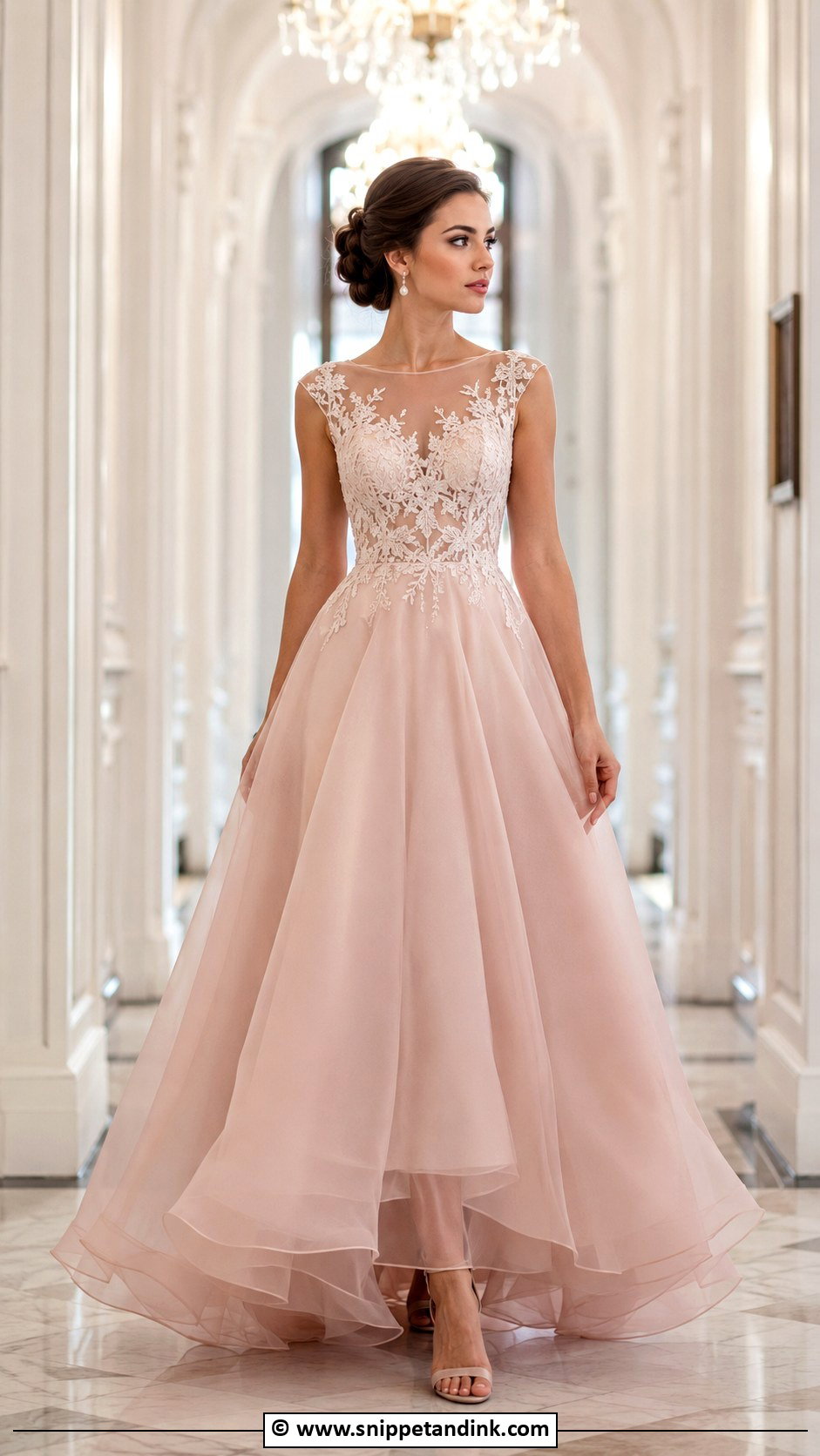 Lace And Organza Ball Gown - Snippet and Ink - 25 Lace Combination Gown Styles