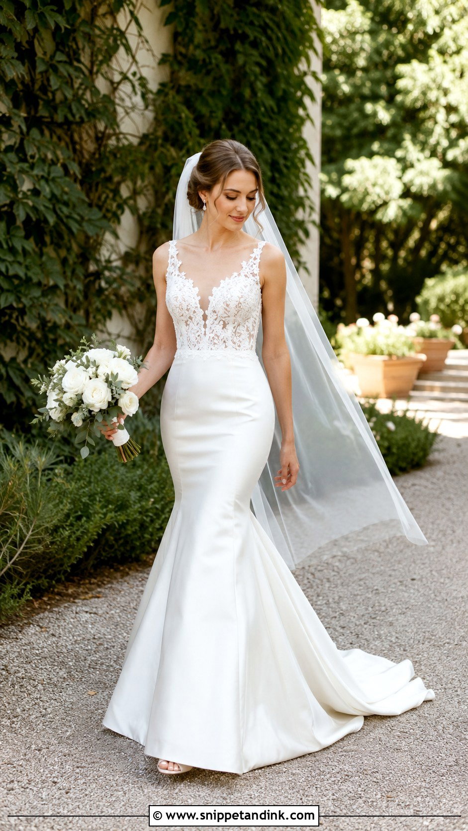 Lace And Satin Fit And Flare Wedding Dress - Snippet and Ink - 25 Satin Fit and Flare Wedding Dress Ideas