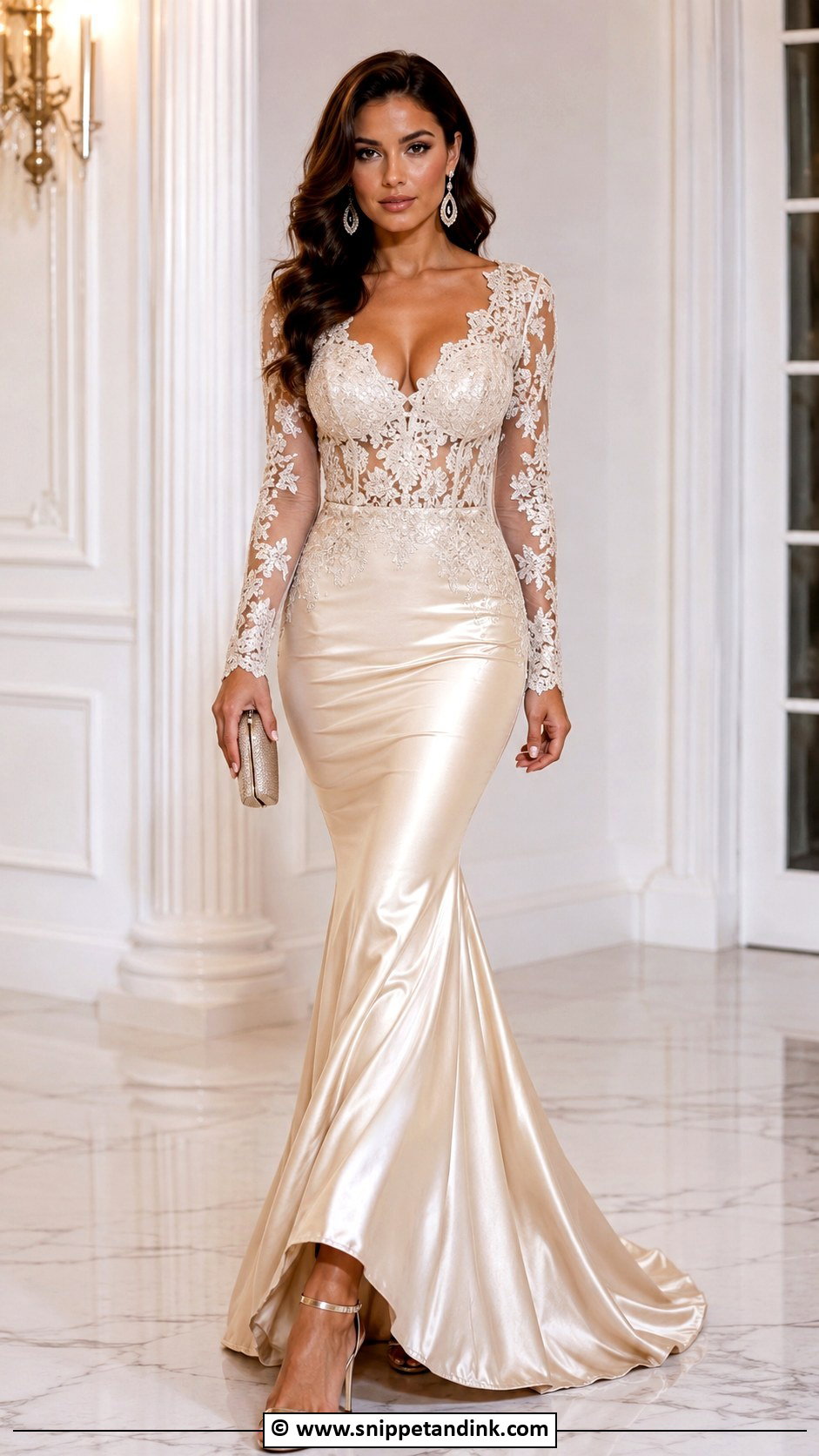 Lace And Satin Mermaid Gown - Snippet and Ink - 25 Lace Combination Gown Styles