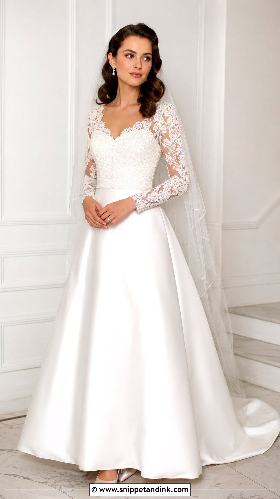 Lace And Satin Wedding Dress - Snippet and Ink - 30 Old Hollywood Wedding Dress Ideas