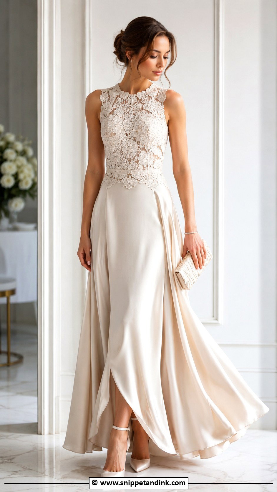 Lace And Silk Gown - Snippet and Ink - 25 Lace Combination Gown Styles