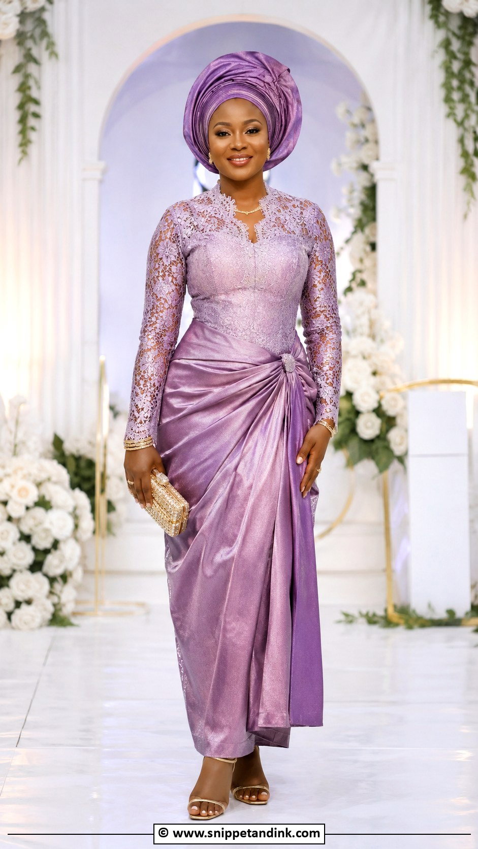 Lace And Wrapper Gown - Snippet and Ink - 25 Lace Combination Gown Styles