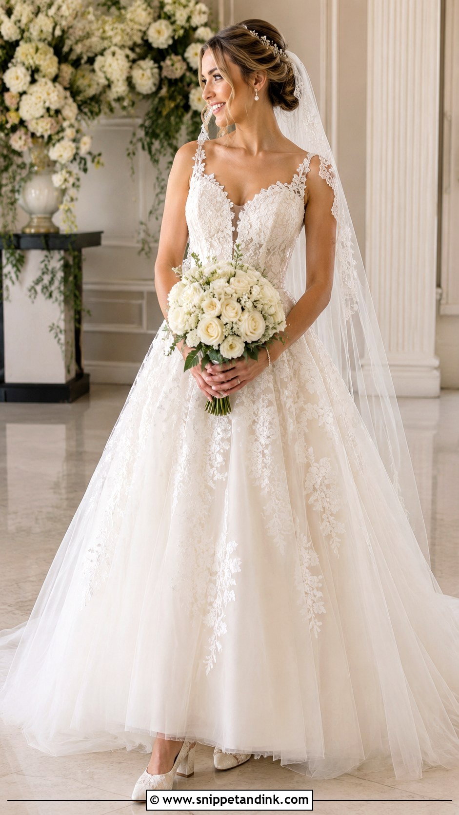 Lace Applique Ball Gown Wedding Dress - Snippet and Ink - 20 Fluffy Wedding Dresses