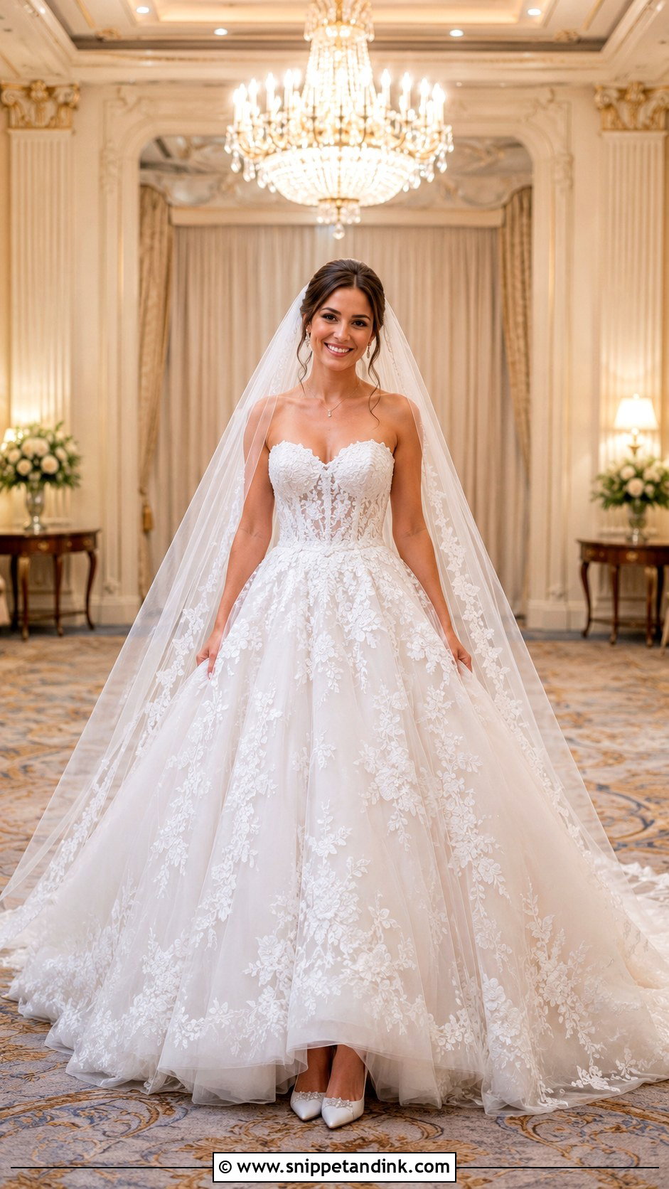 Lace Applique Ball Gown Wedding Dress - Snippet and Ink - 20 Applique Wedding Dress Ideas