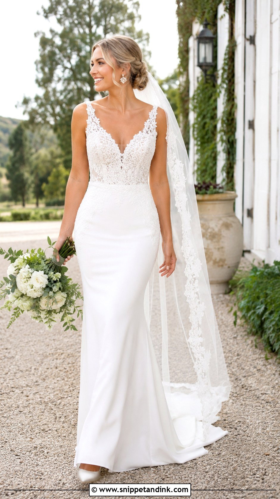 Lace Applique Crepe Wedding Gown - Snippet and Ink - 20 Crepe Gown Styles for Wedding