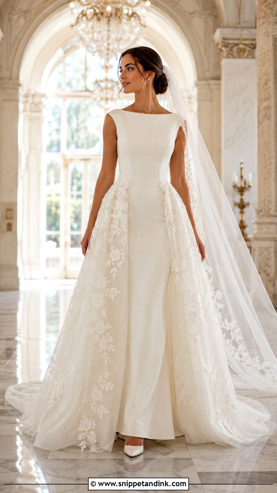 Lace Applique Overskirt Wedding Dress - Snippet and Ink - 20 Lace Applique Wedding Dress Ideas