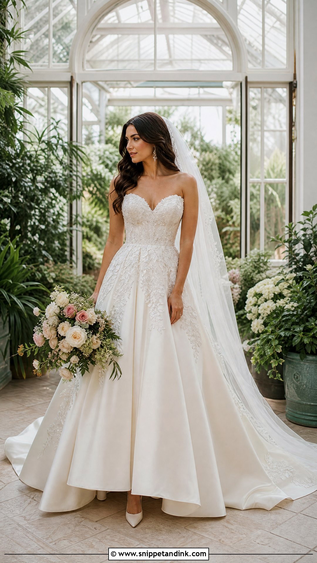 Lace Applique Princess Satin Wedding Dress - Snippet and Ink - 20 Princess Satin Wedding Dresses