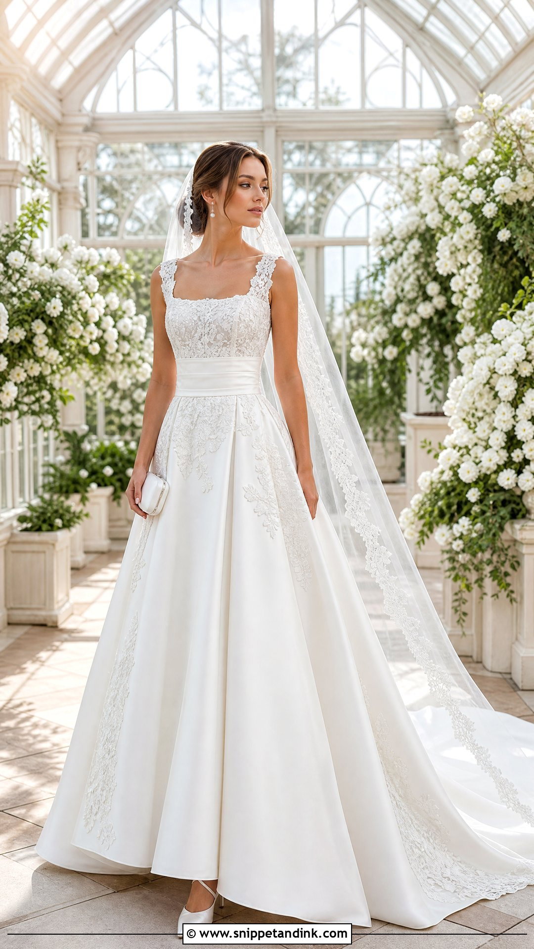 Lace Applique White Duchess Gown - Snippet and Ink - 20 White Duchess Gown Styles