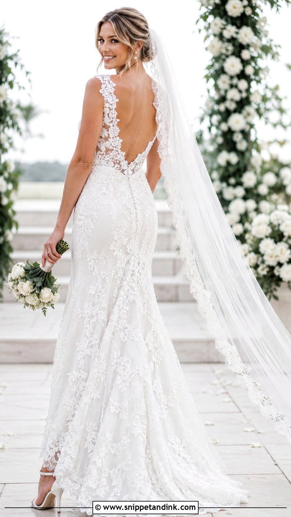 Lace Backless Wedding Gown - Snippet and Ink - 20 Backless Wedding Gown Ideas