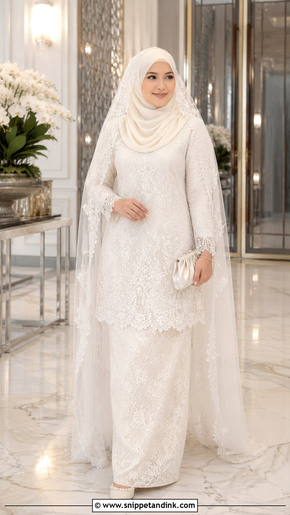 Lace Baju Kurung Pahang Wedding Dress Hijab - Snippet and Ink - 20 Malaysia Wedding Dress Hijab Ideas