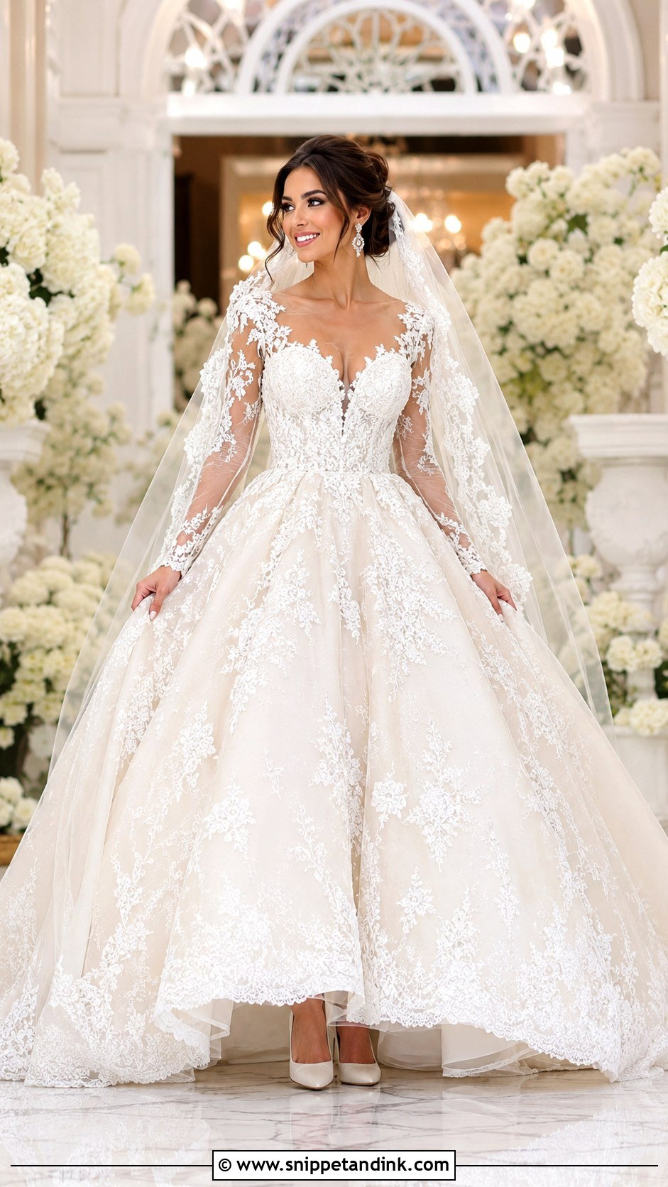 Lace Ball Gown Bridal Dress - Snippet and Ink - 25 Lace Bridal Dress Ideas