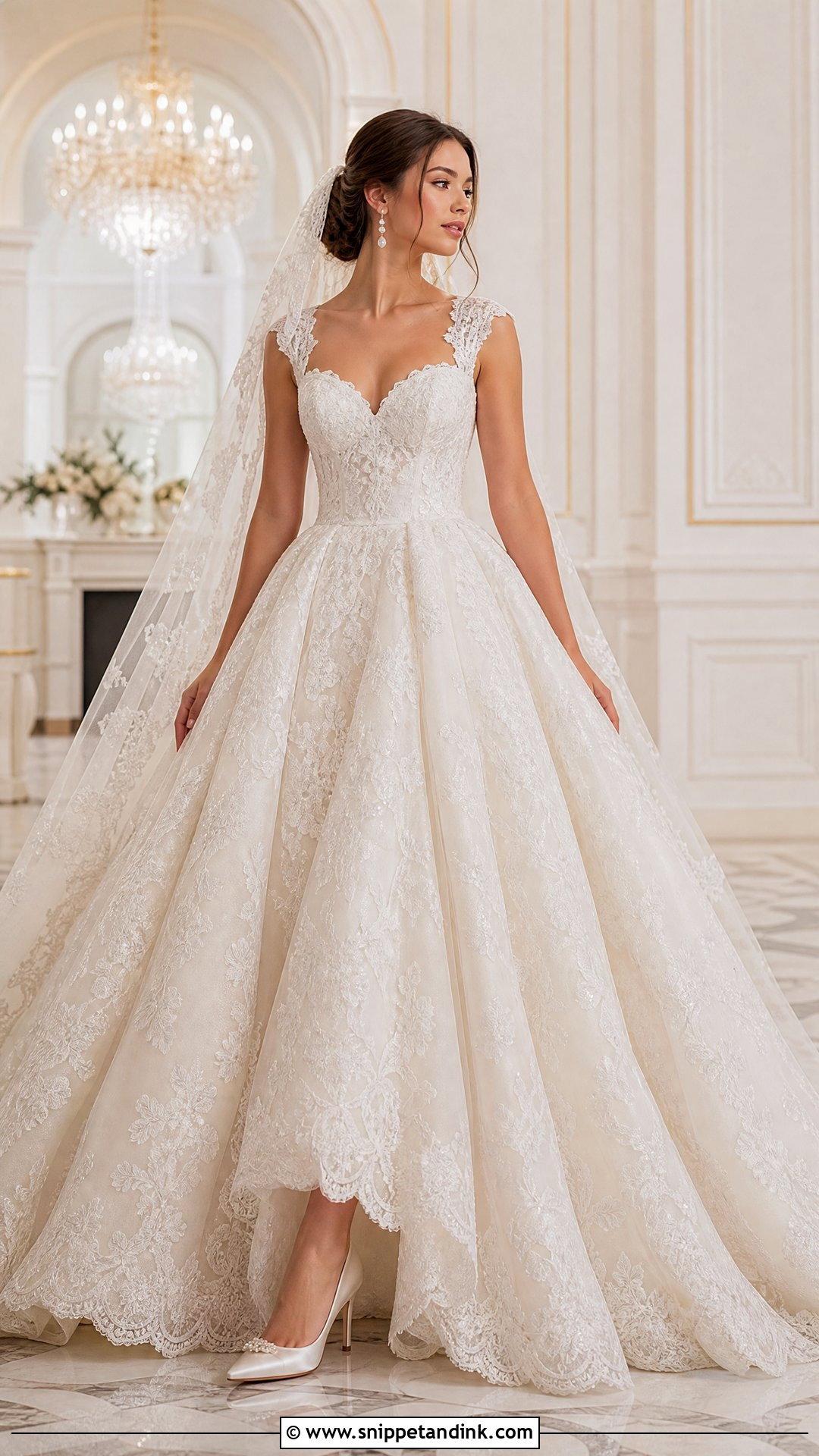 Lace Ball Gown Bridal Gown - Snippet and Ink - 25 Lace Bridal Gown Ideas