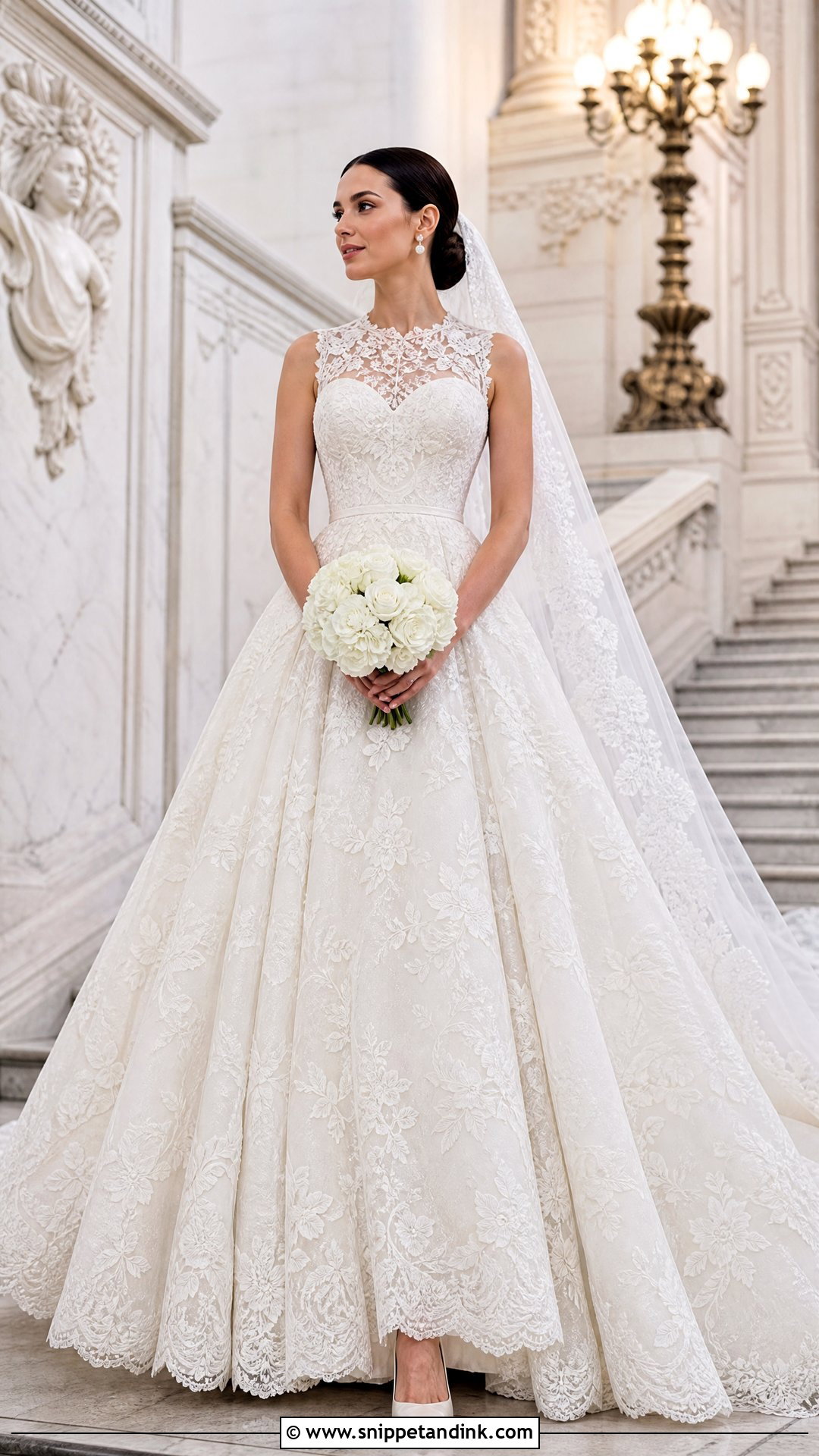 Lace Ball Gown Bridal Look - Snippet and Ink - 20 Vogue Bridal Ideas