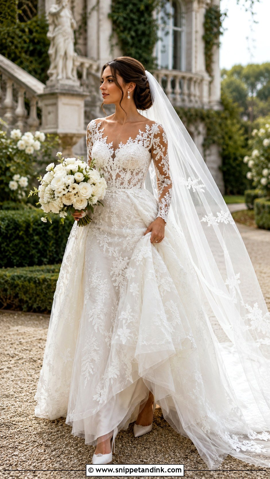 Lace Ball Gown Long Sleeve Wedding Dress - Snippet and Ink - 20 Fairytale Wedding Dress Long Sleeve Ideas