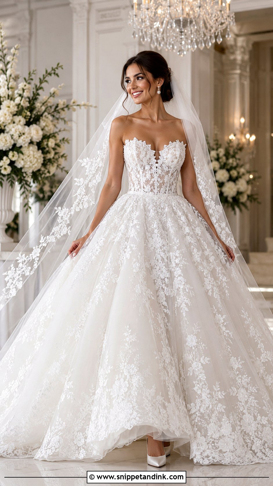 Lace Ball Gown Wedding Dress - Snippet and Ink - 30 Fancy Wedding Dresses