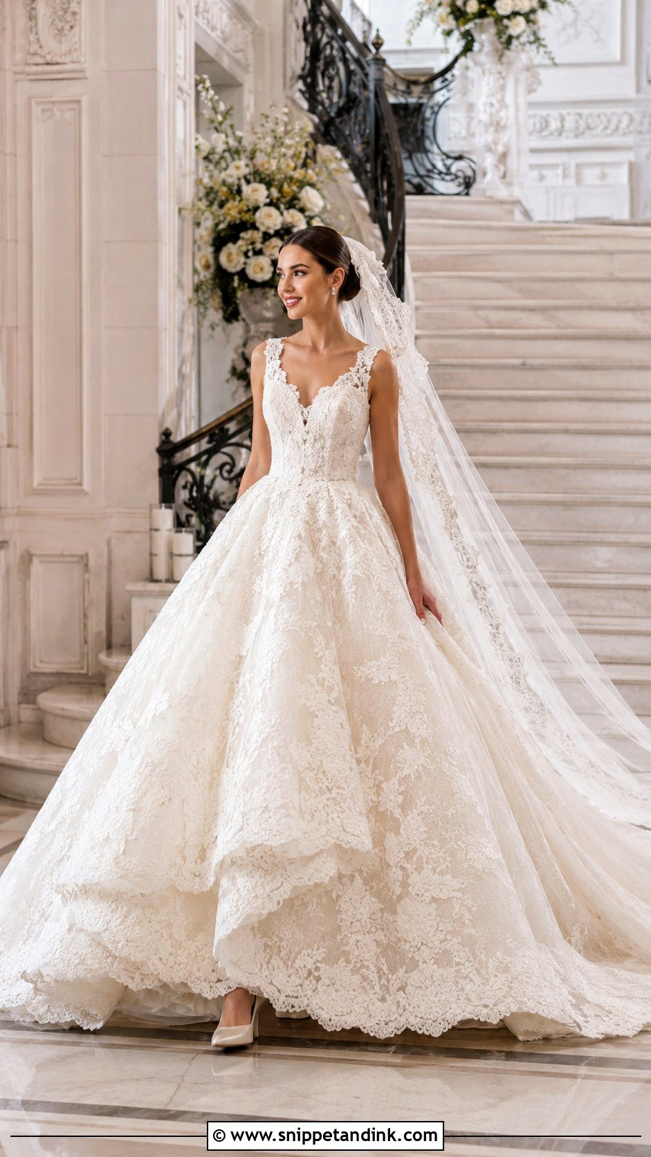 Lace Ball Gown Wedding Dress - Snippet and Ink - 25 Elegant Lace Wedding Dress Ideas