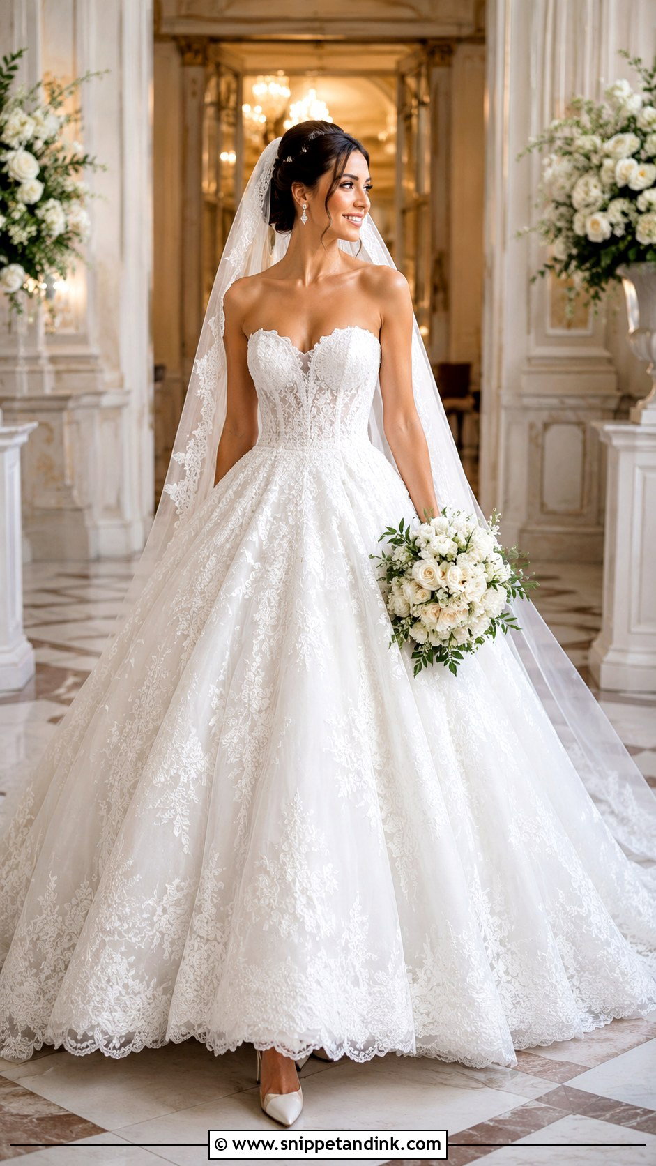 Lace Ball Gown Wedding Dress - Snippet and Ink - 25 Romantic Lace Wedding Dress Ideas