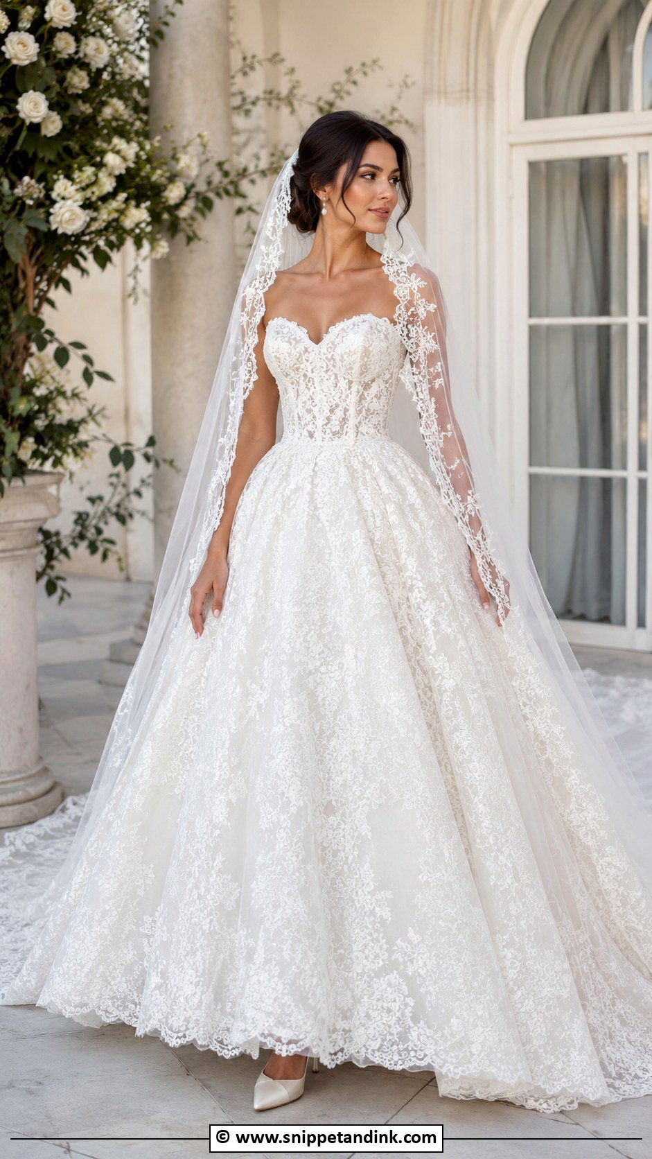 Lace Ball Gown Wedding Dress - Snippet and Ink - 30 Romantic Wedding Dress Ideas
