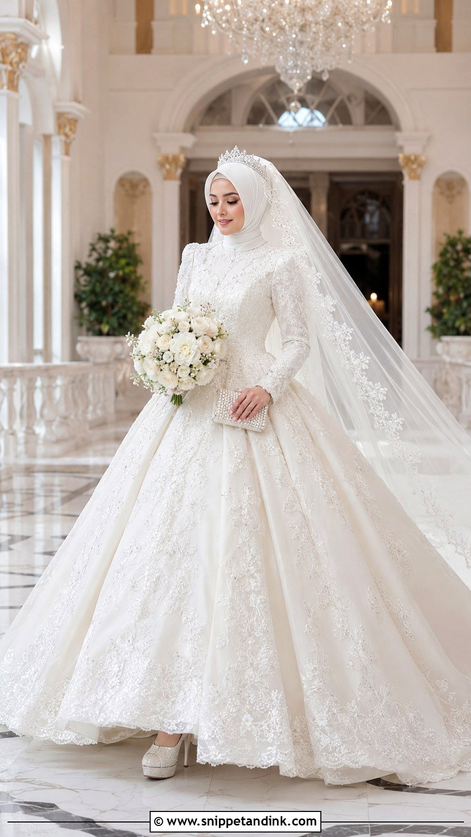 Lace Ball Gown Wedding Dress Hijab - Snippet and Ink - 20 Malaysia Wedding Dress Hijab Ideas