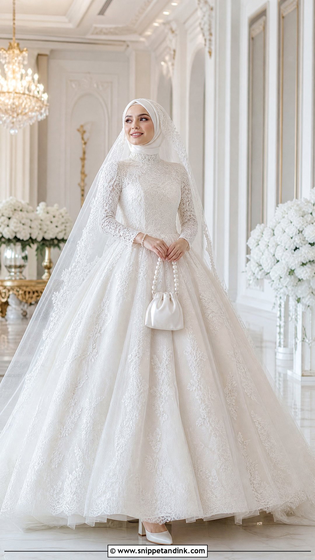 Lace Ball Gown Wedding Dress With Hijab - Snippet and Ink - 20 Wedding Dresses with Hijab