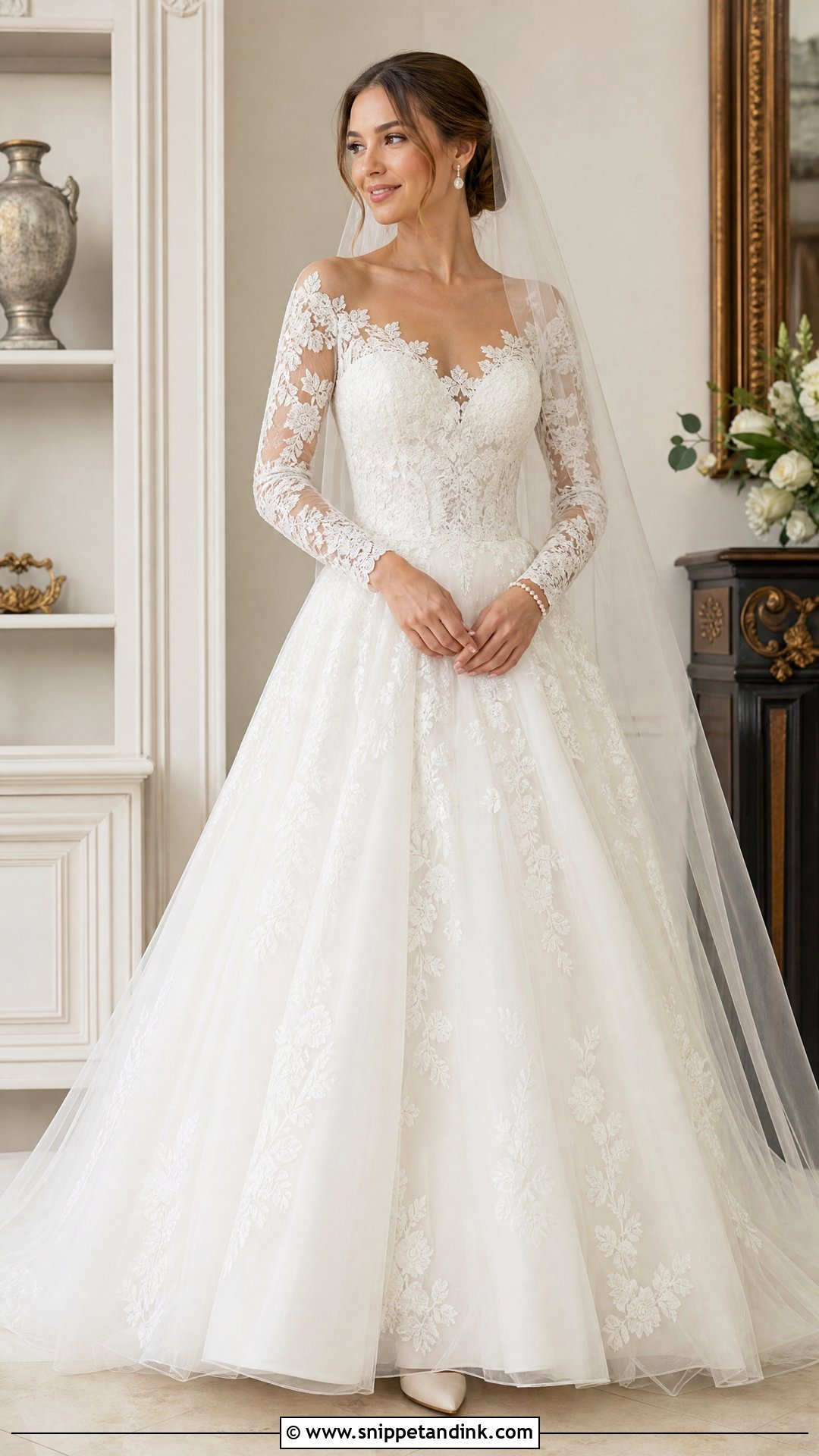 Lace Ball Gown Wedding Dress With Removable Sleeves - Snippet and Ink - 20 Wedding Dress with Removable Sleeves