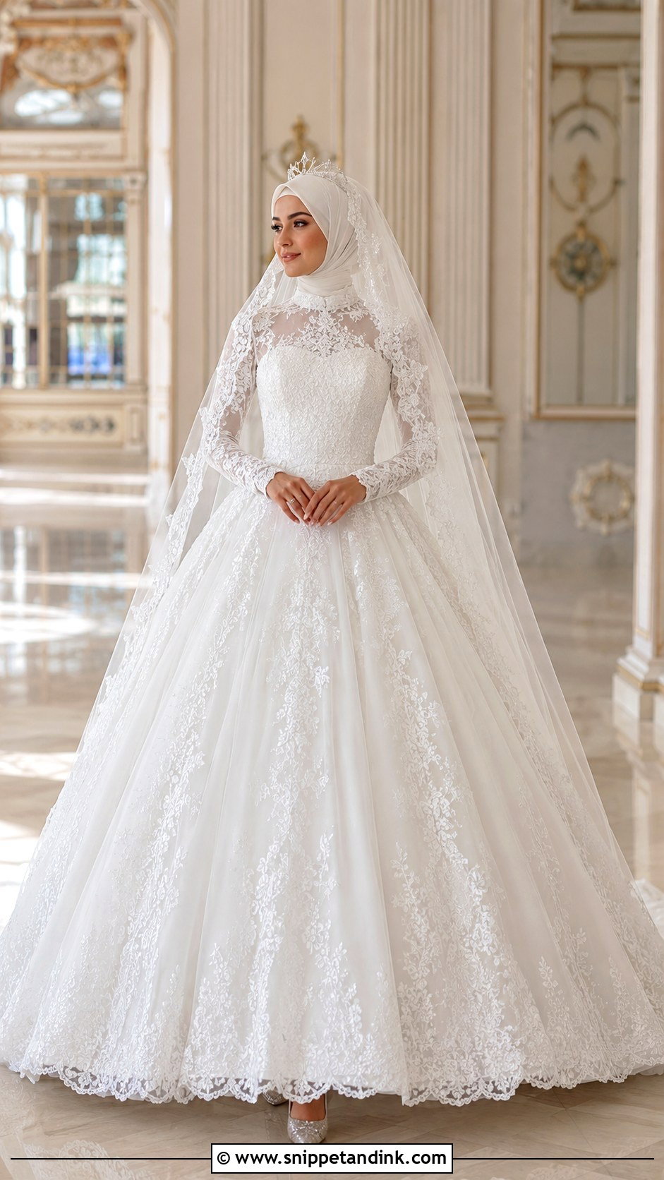 Lace Ball Gown Wedding Dress with Hijab - Snippet and Ink - 20 Wedding Dress with Hijab Ideas