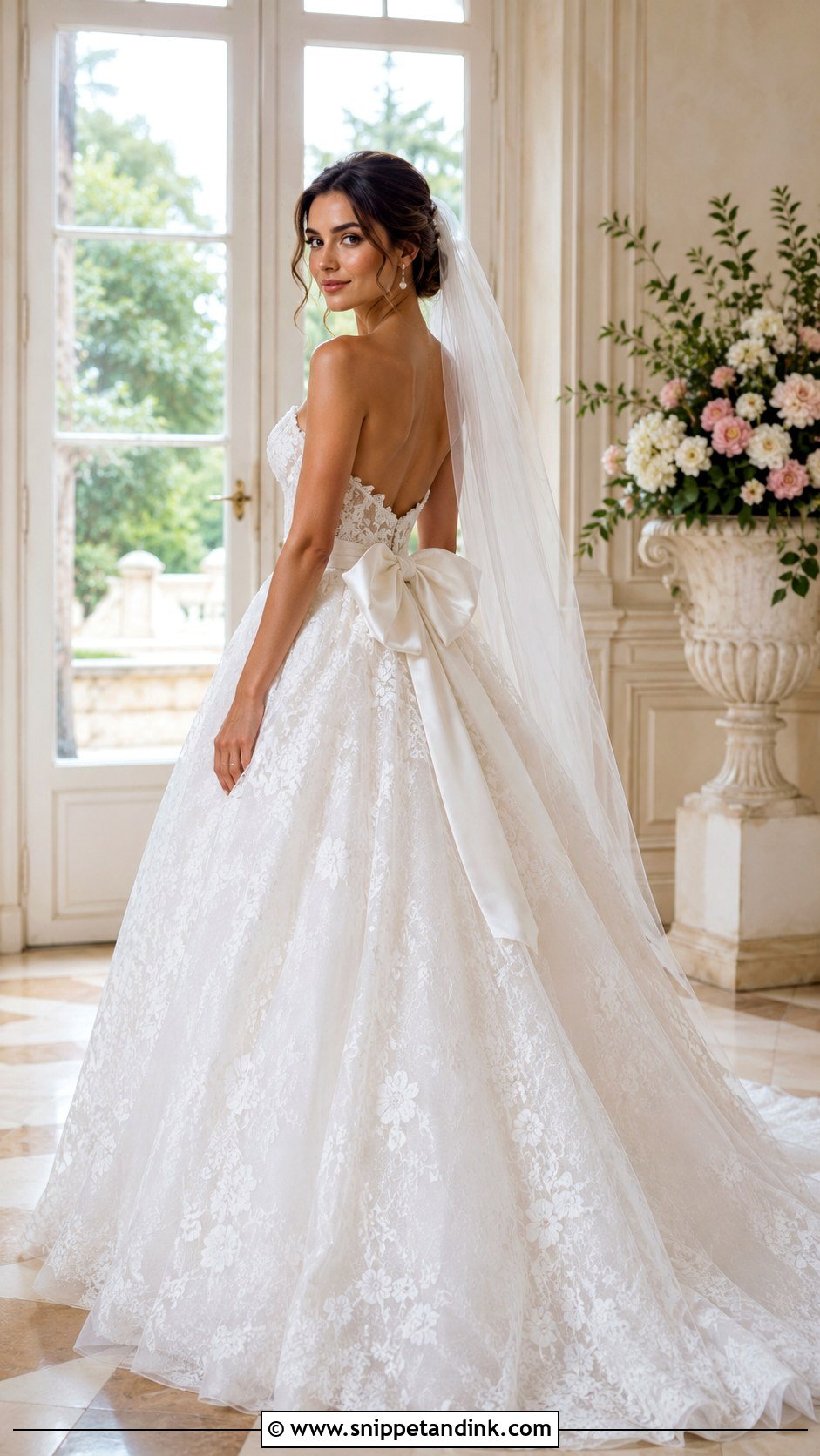 Lace Ballgown Wedding Dress With Bow - Snippet and Ink - 25 Wedding Dresses Lace Ballgown