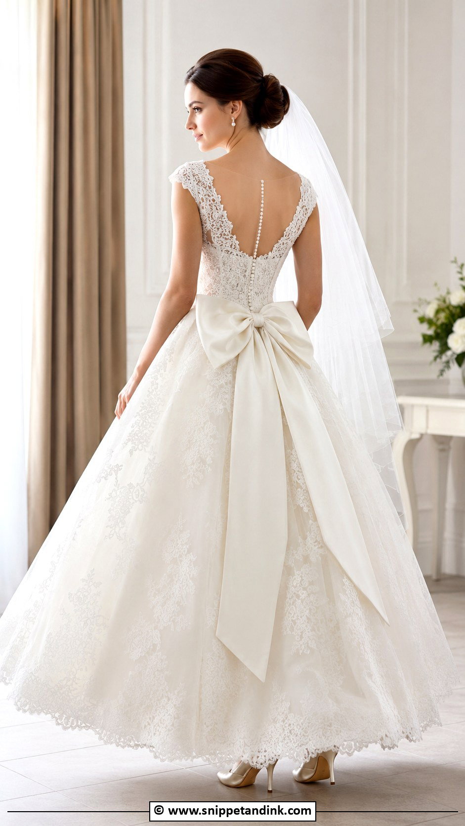 Lace Ballgown Wedding Dress With Bow - Snippet and Ink - 25 Lace Ballgown Wedding Dress Ideas