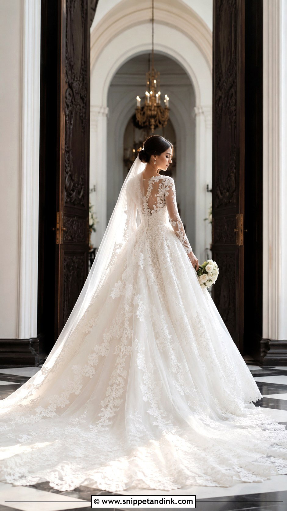 Lace Ballgown Wedding Dress With Cathedral Train - Snippet and Ink - 25 Wedding Dresses Lace Ballgown
