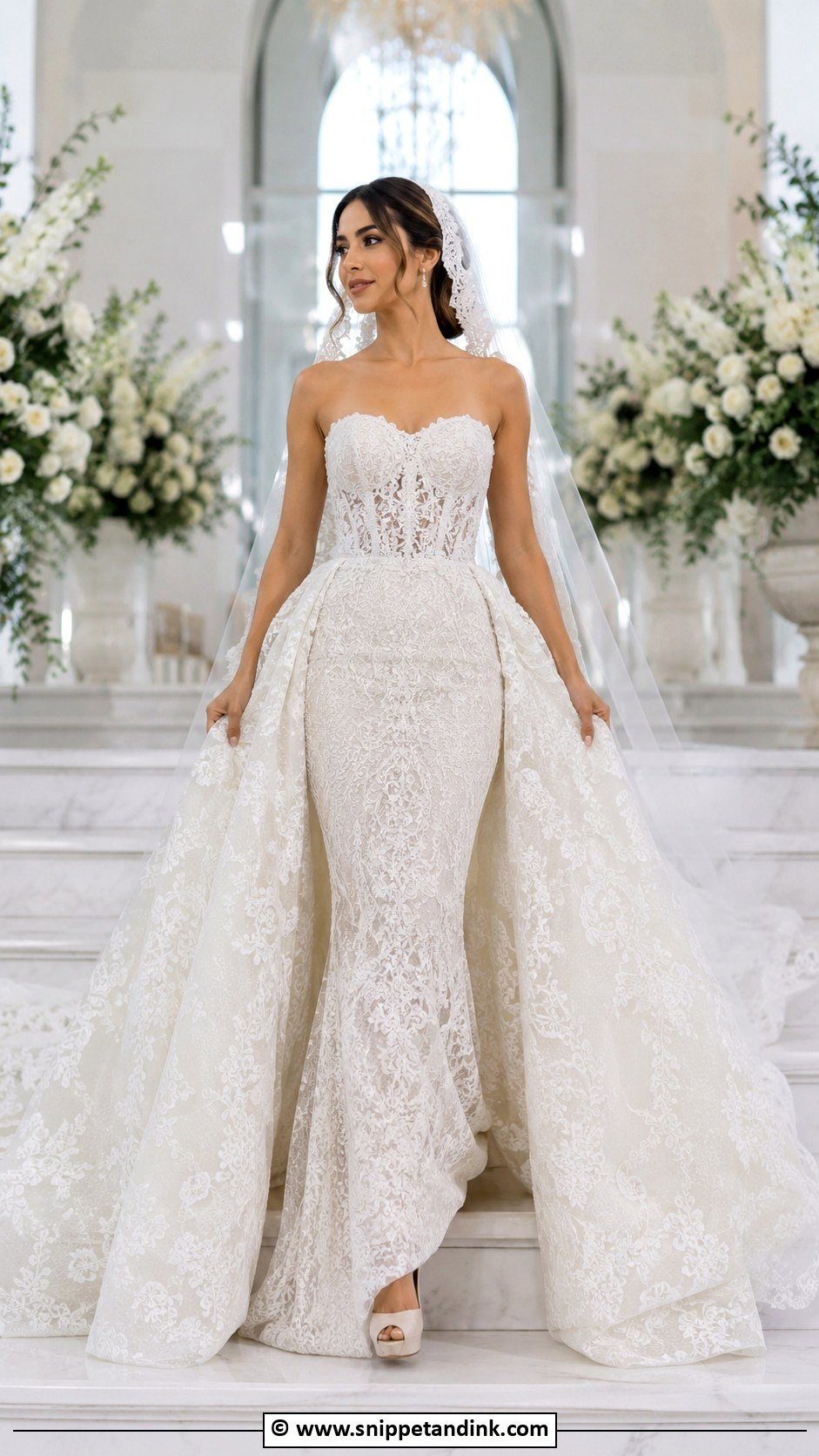 Lace Ballgown Wedding Dress With Overskirt - Snippet and Ink - 25 Lace Ballgown Wedding Dress Ideas