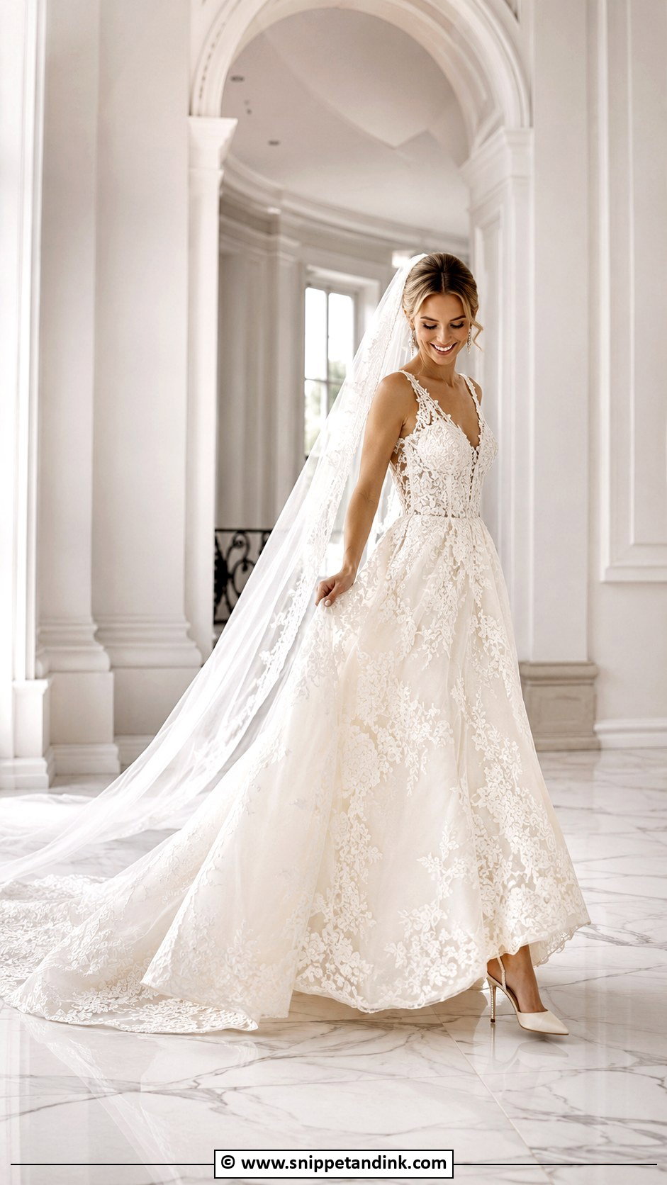 Lace Ballgown Wedding Dress With Train - Snippet and Ink - 25 Lace Ballgown Wedding Dress Ideas