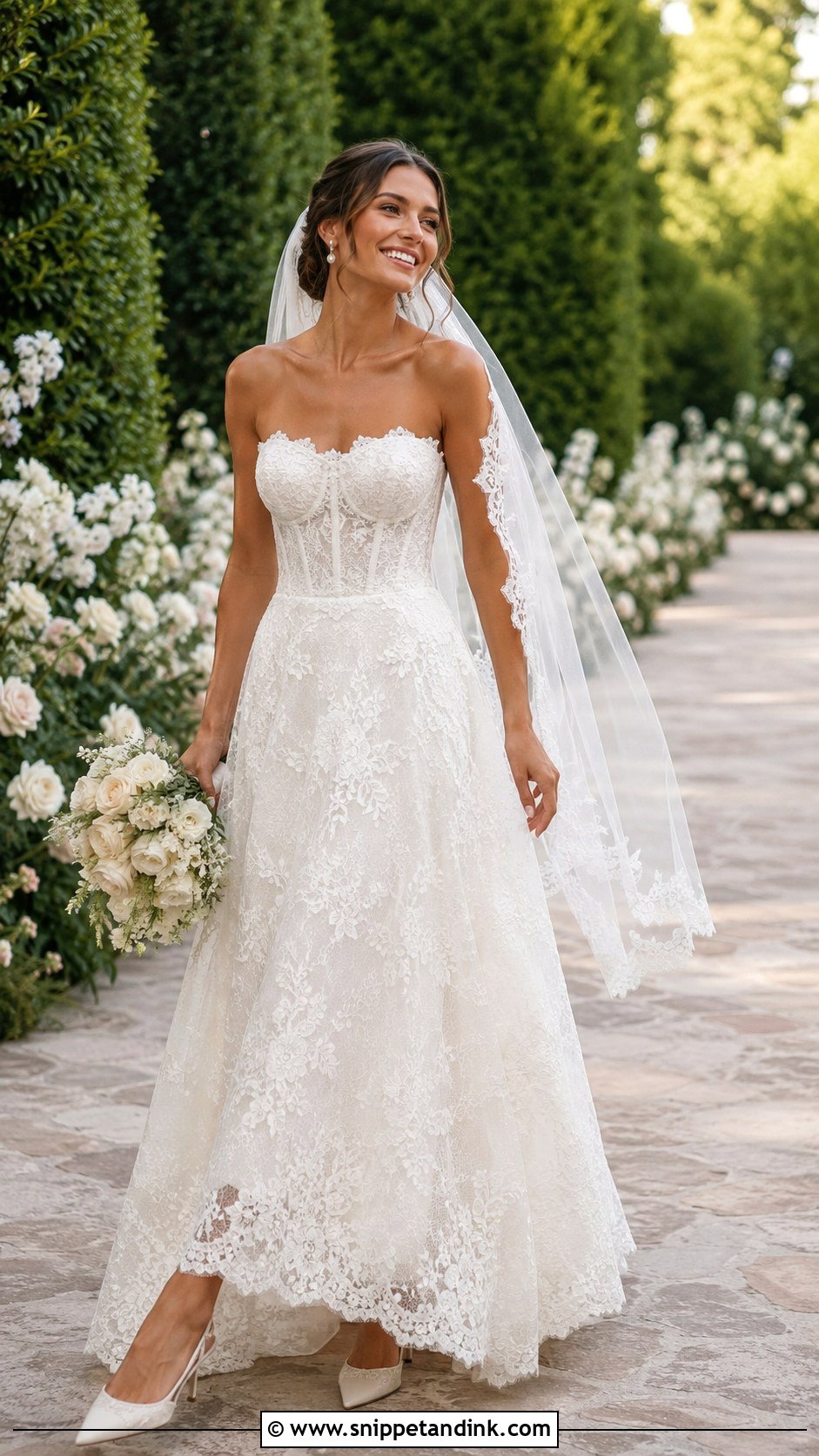 Lace Bandeau Wedding Dress - Snippet and Ink - 20 Bandeau Wedding Dress Ideas