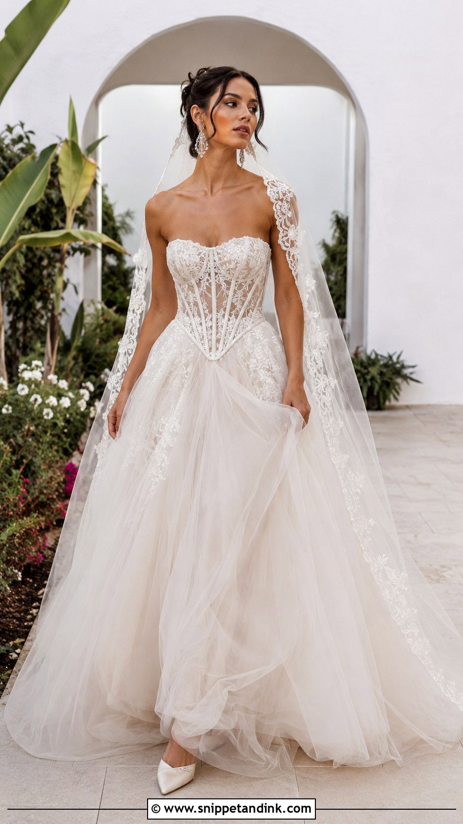 Lace Basque Bodice Wedding Dress - Snippet and Ink - 20 Bodice Wedding Dress Ideas