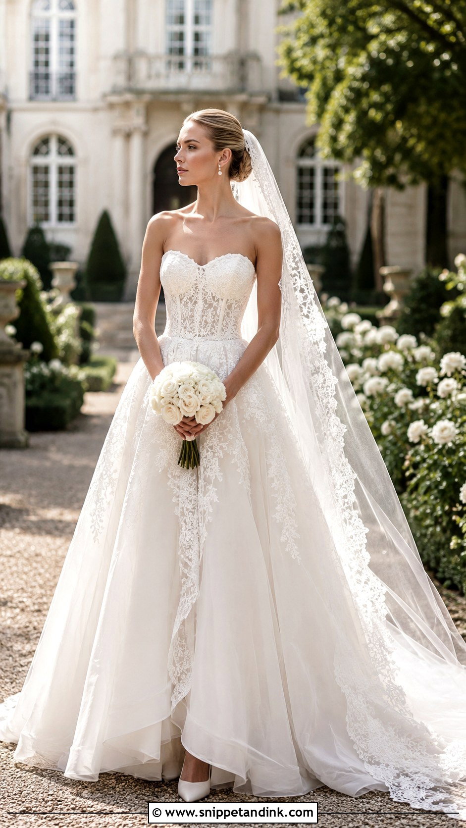 Lace Basque Waist Evangeline Wedding Dress - Snippet and Ink - 20 Evangeline Wedding Dress Ideas