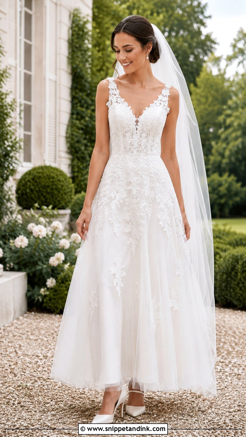 Lace Basque Waist Wedding Dress With V Neck Straps - Snippet and Ink - 20 Basque Waist Wedding Dress with Straps Ideas