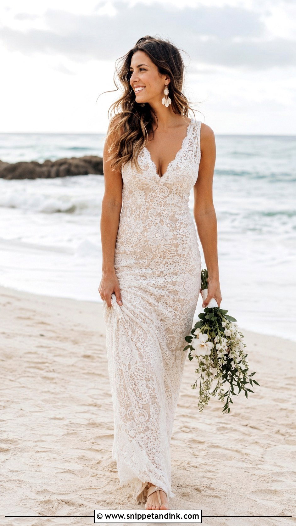 Lace Beach Elopement Dress - Snippet and Ink - 25 Beach Elopement Dress Ideas