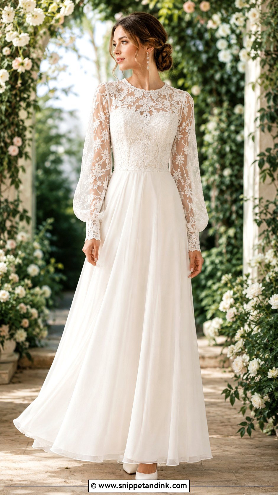 Lace Bishop Sleeve Wedding Dress - Snippet and Ink - 20 Big Sleeve Wedding Dress Ideas