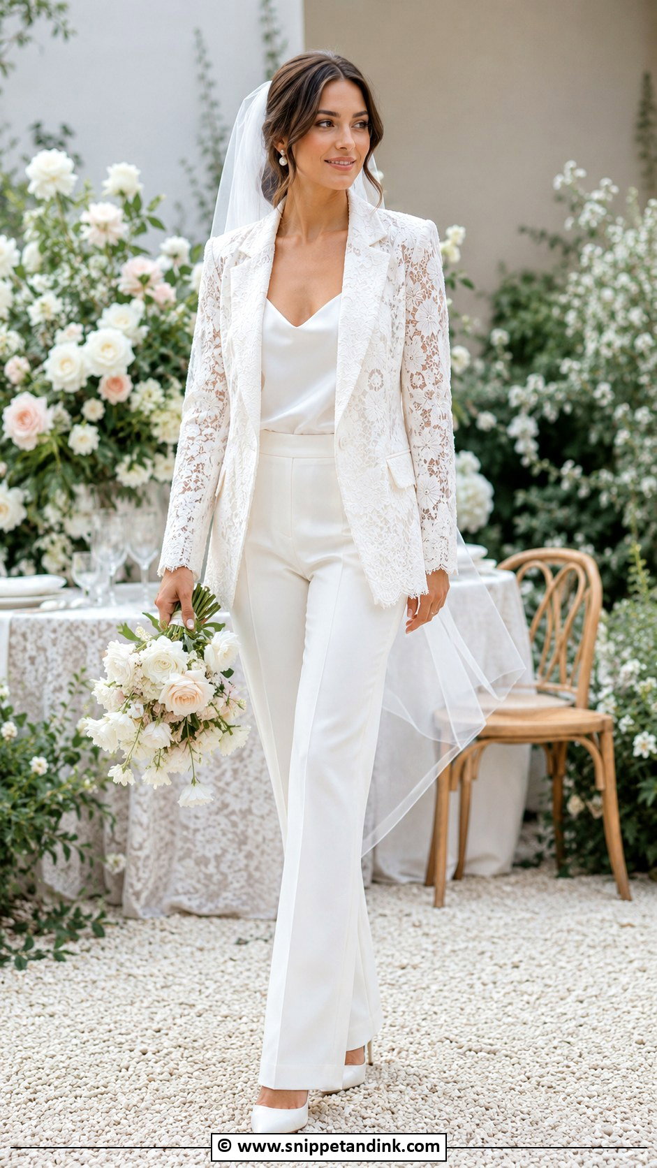 Lace Blazer Bride Suit - Snippet and Ink - 25 Bride Suit Ideas