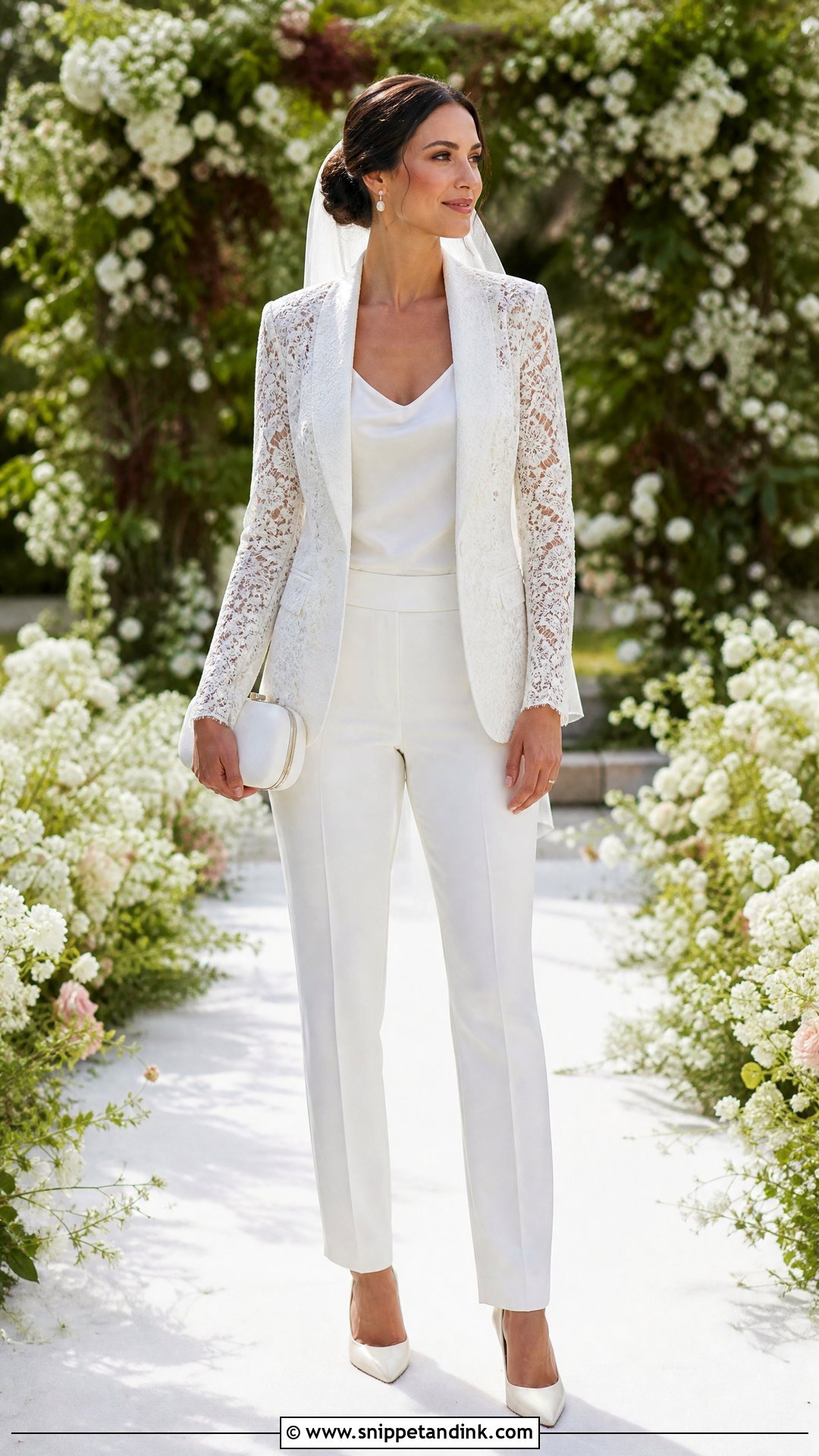 Lace Blazer Wedding Suit - Snippet and Ink - 20 Wedding Suit for Bride Ideas