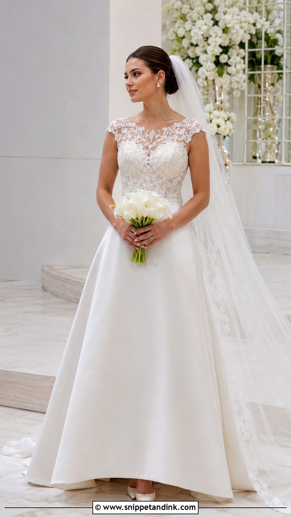 Lace Bodice And Satin A Line Wedding Dress - Snippet and Ink - 20 Lace Aline Wedding Dress Ideas