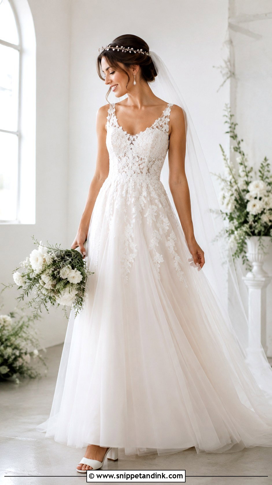 Lace Bodice And Tulle A Line Wedding Dress - Snippet and Ink - 20 Lace Aline Wedding Dress Ideas
