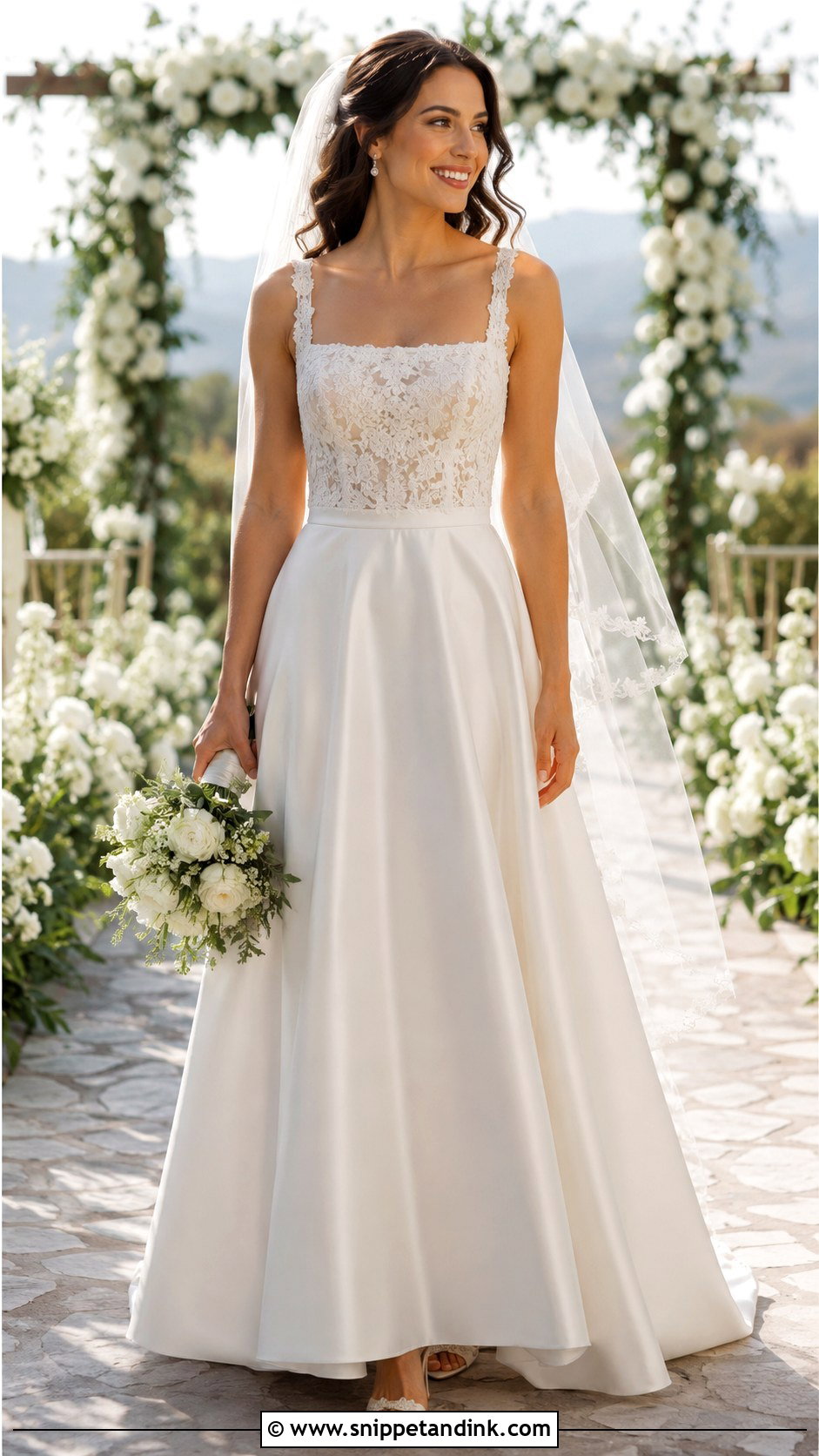 Lace Bodice Satin A Line Wedding Dress - Snippet and Ink - 25 Satin a Line Wedding Dress Ideas