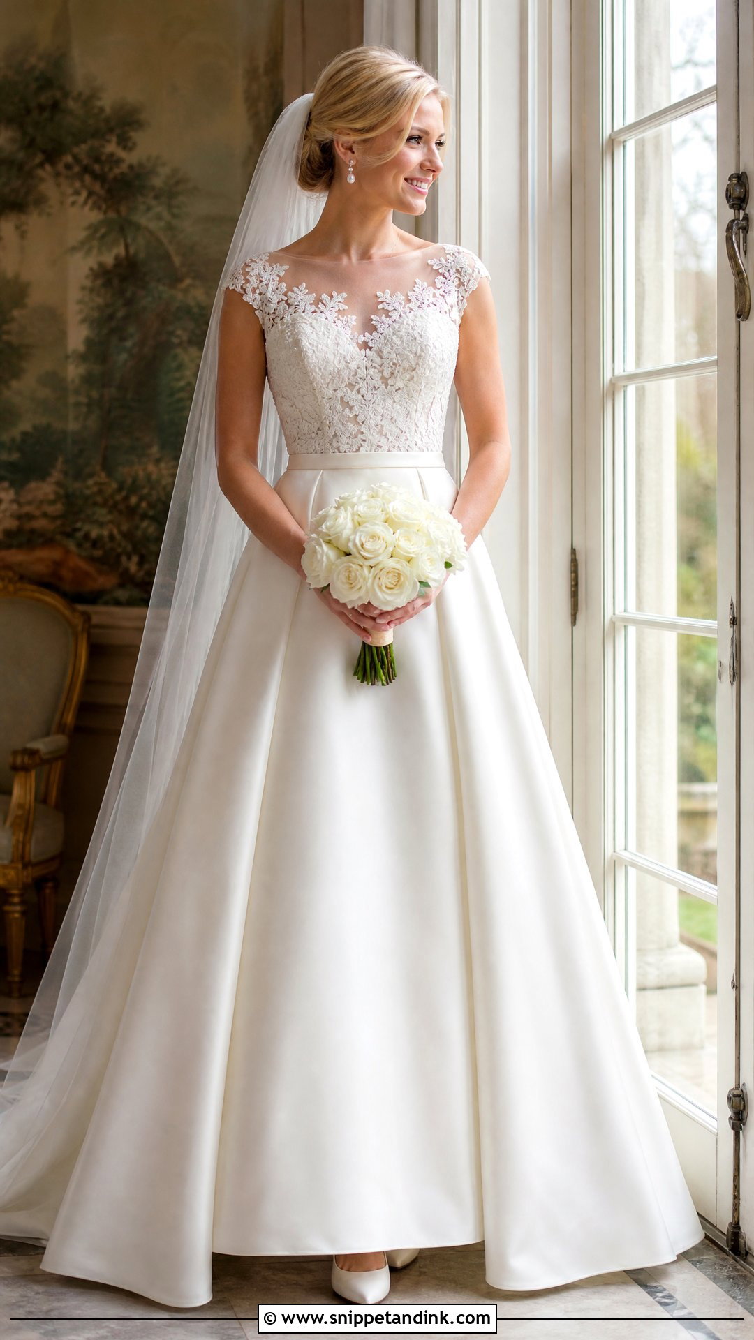 Lace Bodice Satin Ballgown Wedding Dress - Snippet and Ink - 25 Satin Ballgown Wedding Dress Ideas