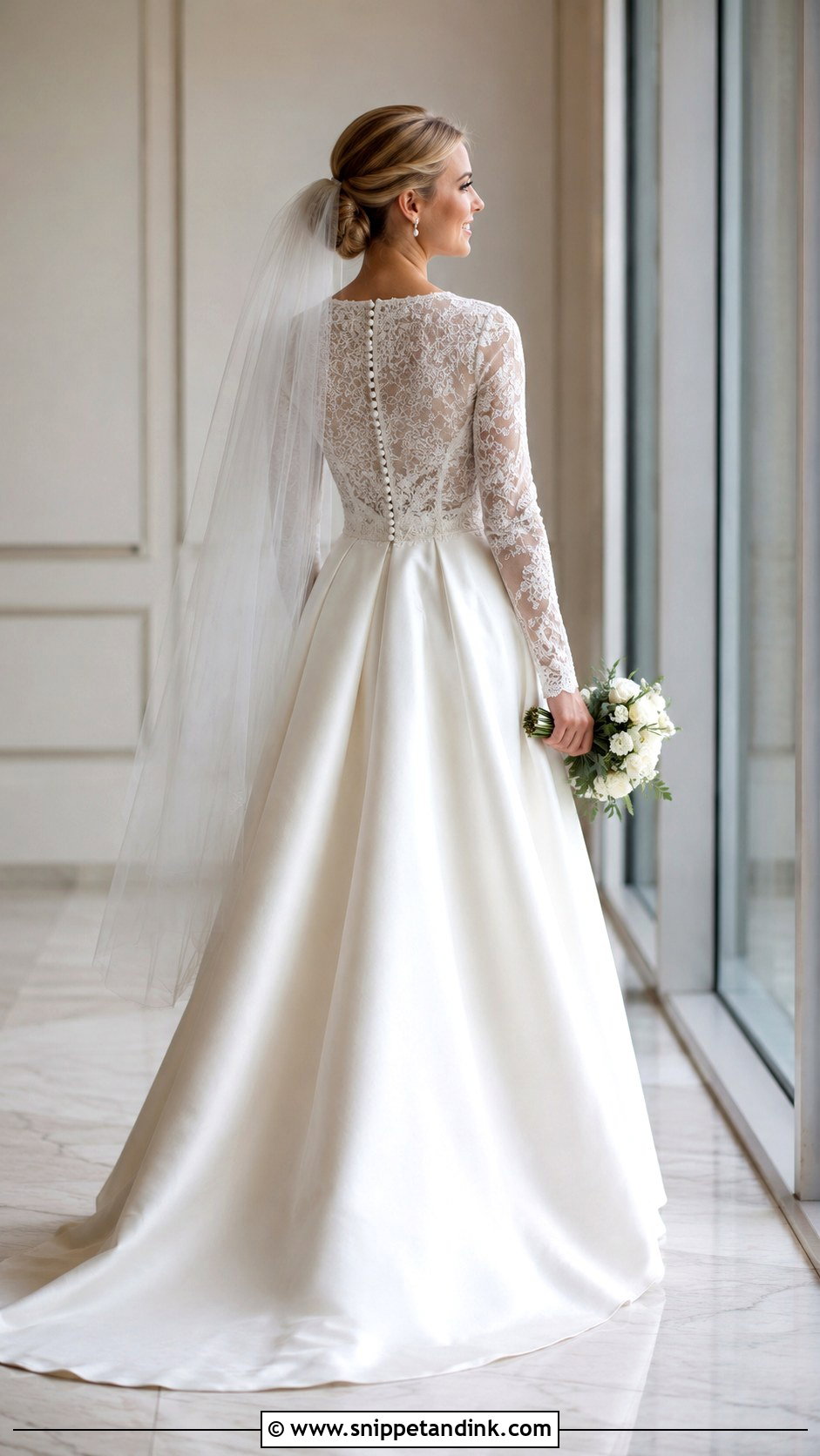 Lace Bodice Satin Skirt Bridal Dress - Snippet and Ink - 20 Classic Bridal Dress Ideas