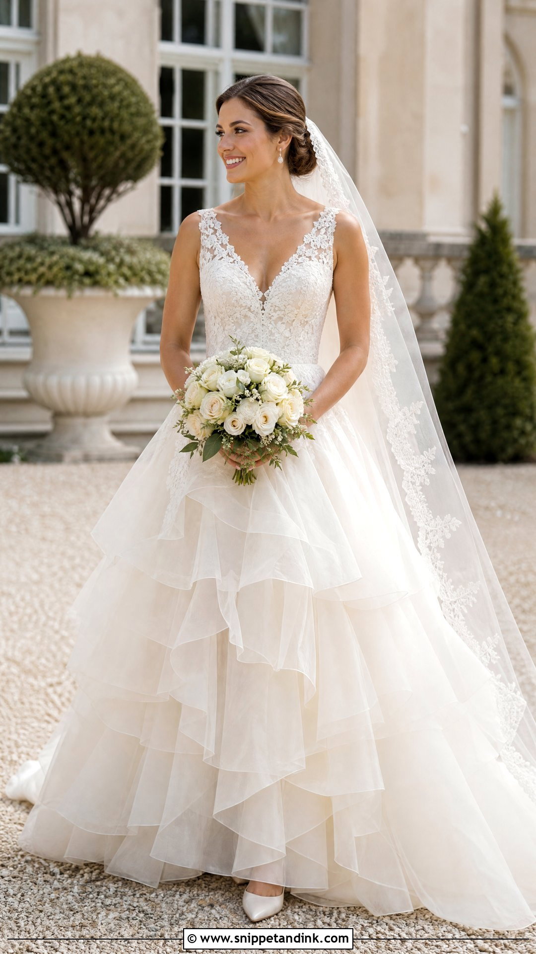 Lace Bodice Tulle Ruffle Wedding Dress - Snippet and Ink - 20 Tulle Ruffle Wedding Dress Ideas