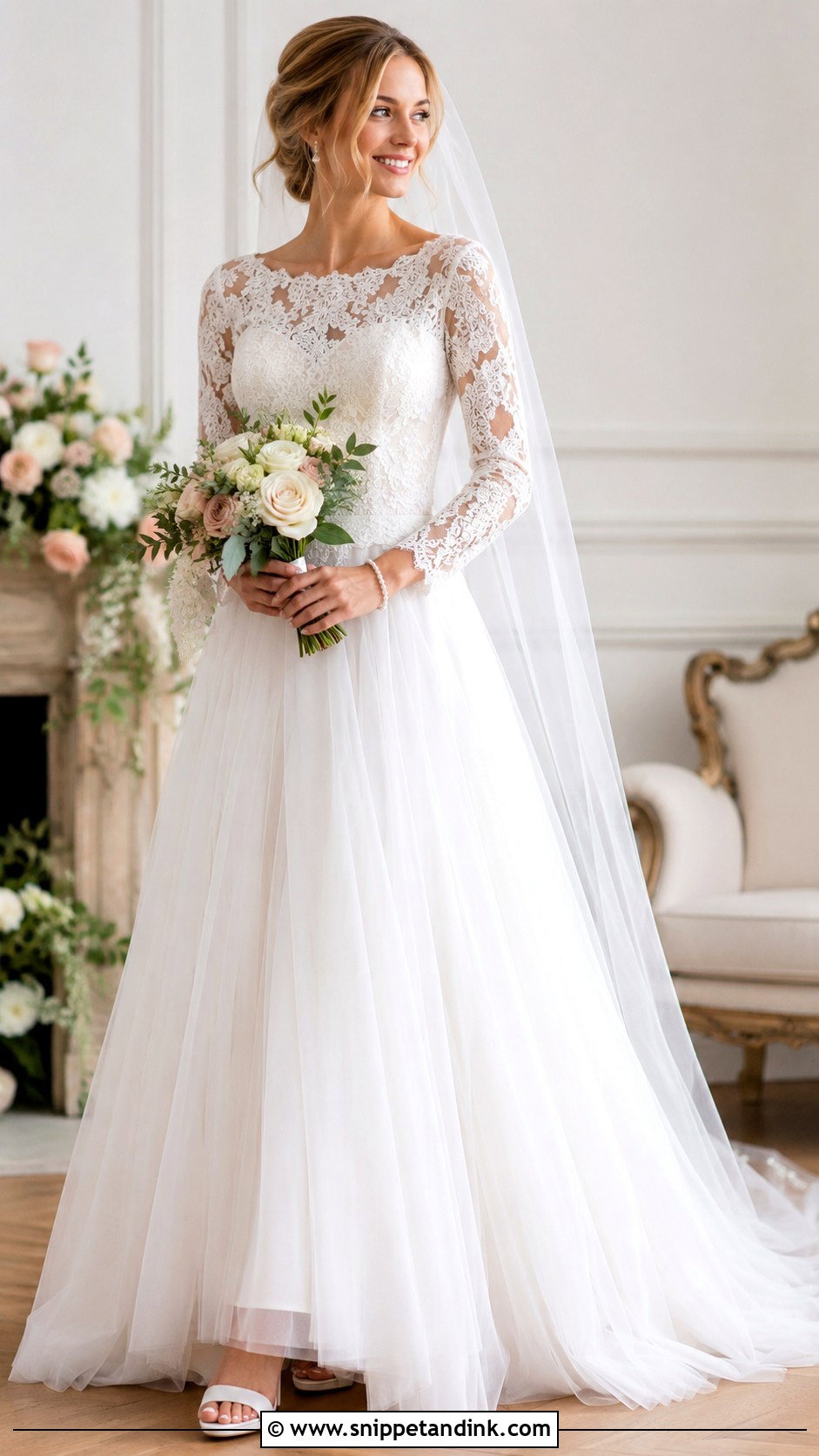 Lace Bodice Tulle Skirt Christian Bridal Gown - Snippet and Ink - 30 Christian Bridal Gown Ideas