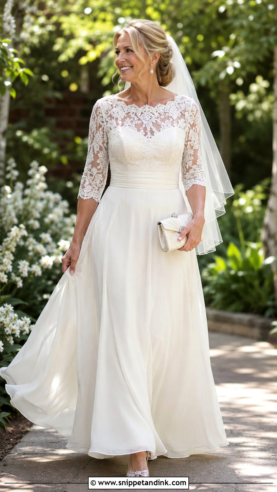 Lace Bodice Wedding Dress With Chiffon Skirt - Snippet and Ink - 20 2nd Marriage Wedding Dress Older Bride Ideas
