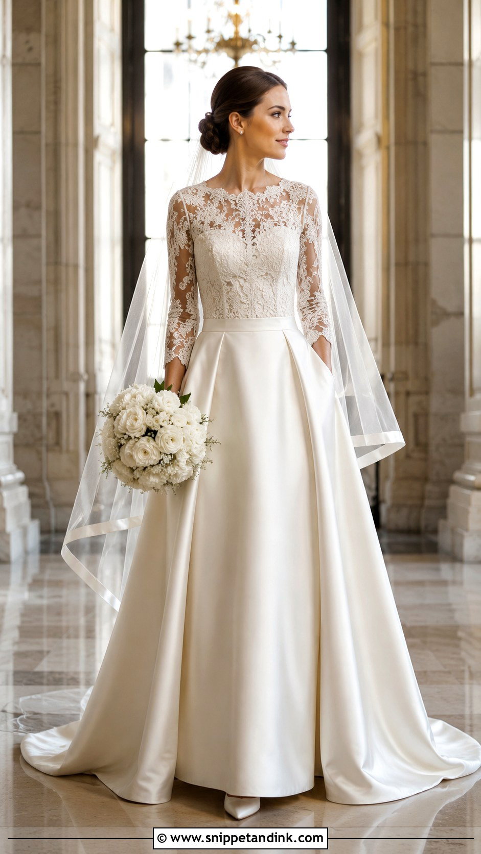 Lace Bodice Wedding Dress With Satin Skirt - Snippet and Ink - 20 Lace Bodice Wedding Dress Ideas