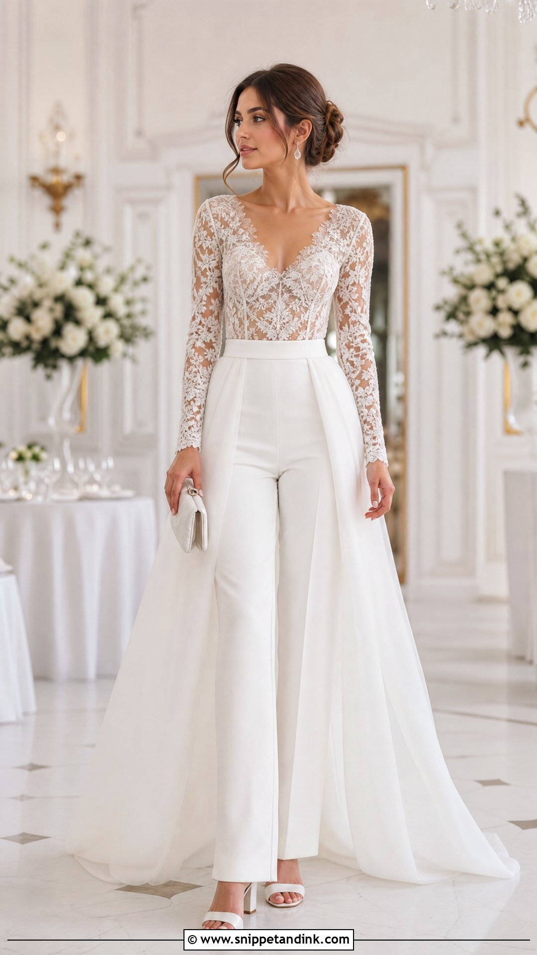 Lace Bodysuit And Tailored Pants Wedding Separates - Snippet and Ink - 20 Wedding Separates Ideas
