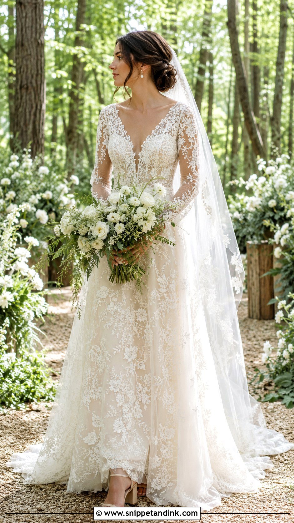 Lace Boho Wedding Dress With Long Sleeves - Snippet and Ink - 20 Bohem Wedding Dress Ideas